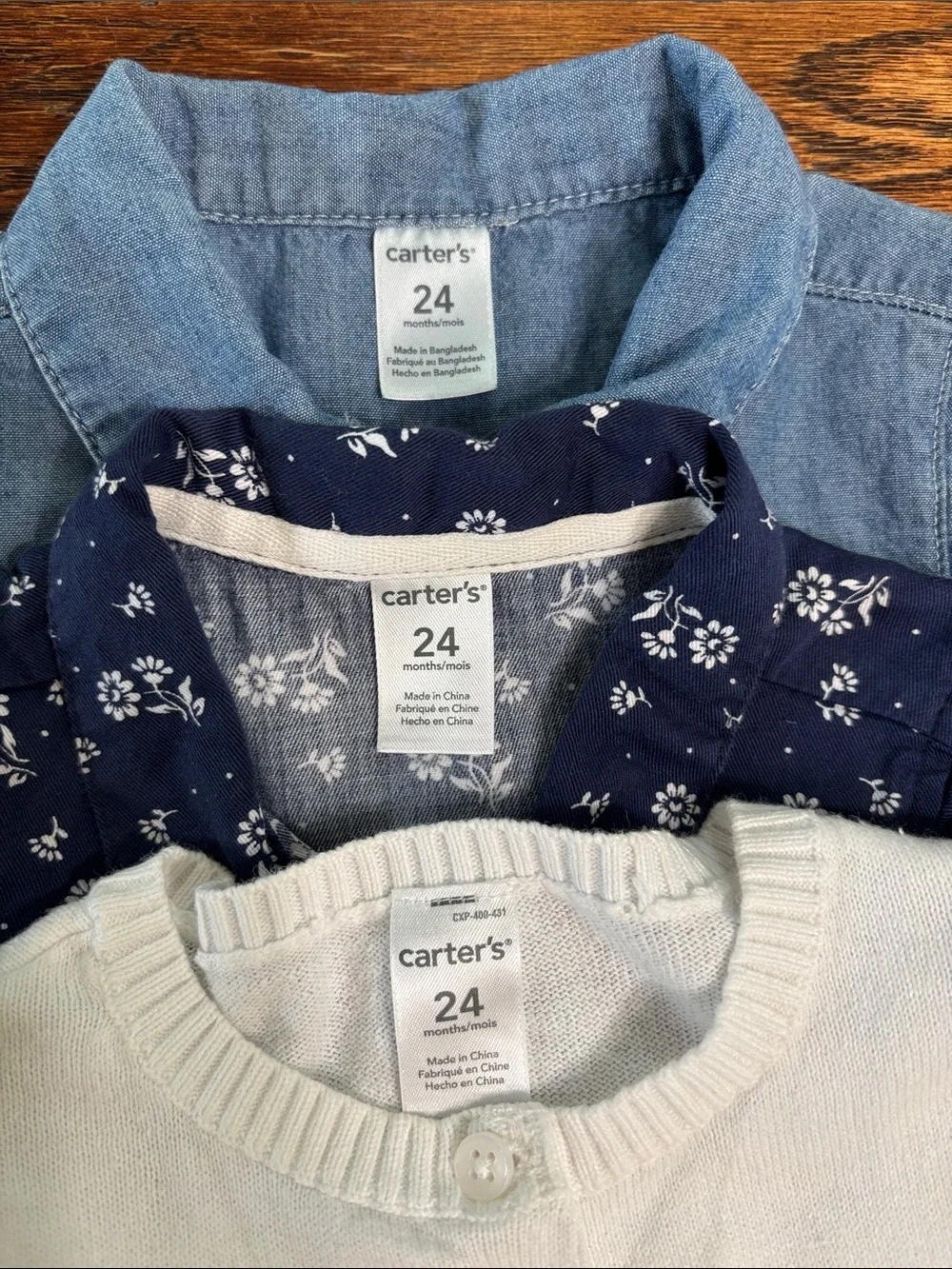 Carter's 5-Piece Set Floral & Denim Dresses Bloomers & Cardigan Baby Girl 24 mo